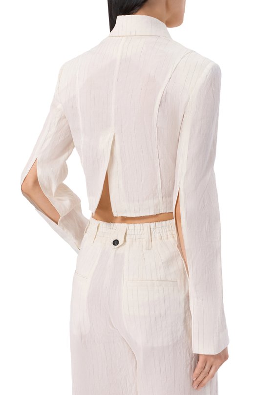 Жакет изо льна и хлопка Isabel Benenato DW06S26 Кремовый  DW06S26 Фото 4