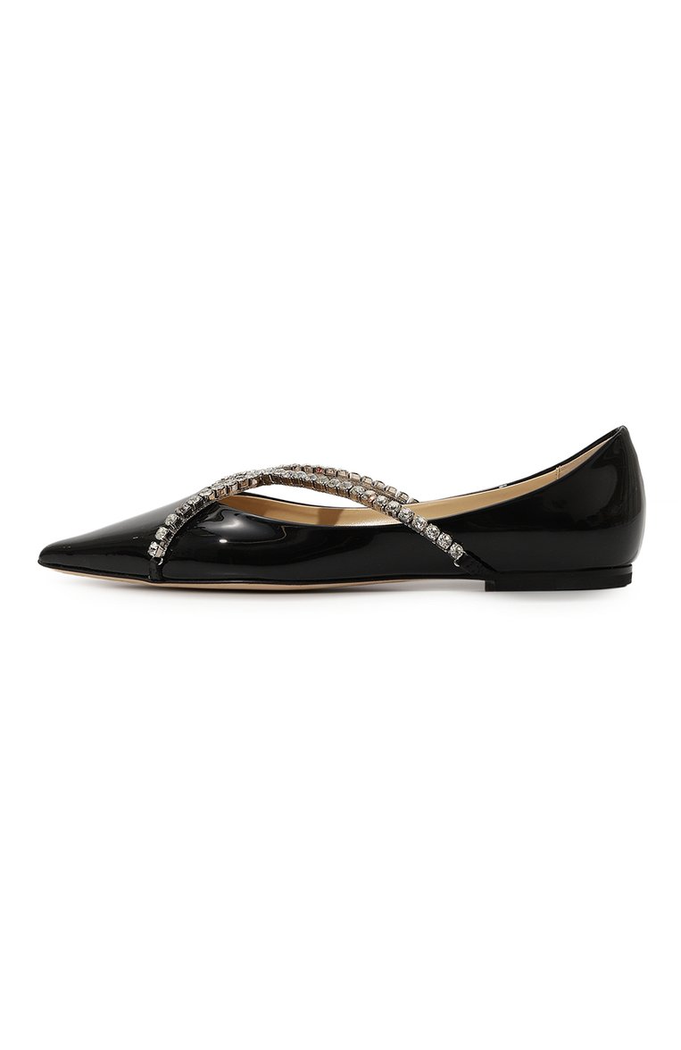 Женские кожаные балетки genevi JIMMY CHOO черного цвета, арт. GENEVI FLAT/B0B | Фото 4 (Материал внутренний: Натуральная кожа; Подошва: Плоская; Каблук высота: Низкий; Материал внешний: Натуральная кожа)