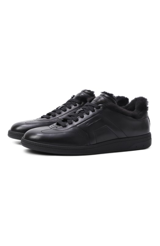 Кожаные кеды Santoni WBPG61415NERPVWC Чёрный WBPG61415NERPVWC