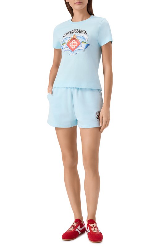 Хлопковые шорты Casablanca W-SP26-JTR-186-02-EX-BC Голубой  W-SP26-JTR-186-02-EX-BC Фото 2