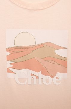 Детское хлопковое платье CHLOÉ светло-розового цвета, арт. C12812 | Фото 3 (Девочки Кросс-КТ: Платье-одежда; Материал внешний: Хлопок; Рукава: Короткие; Случай: Повседневный; Региональные ограничения белый список (Axapta Mercury): RU, Не проставлено; Драгоценные камни: Проставлено; Материал сплава: Проставлено)