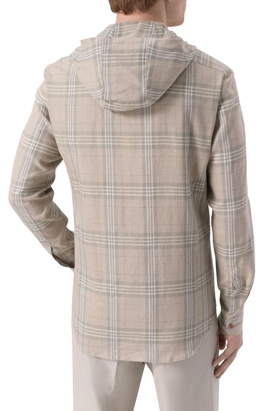 Льняная рубашка Kiton UMCMARH0926705_46-50 Бежевый  UMCMARH0926705_46-50 Фото 4
