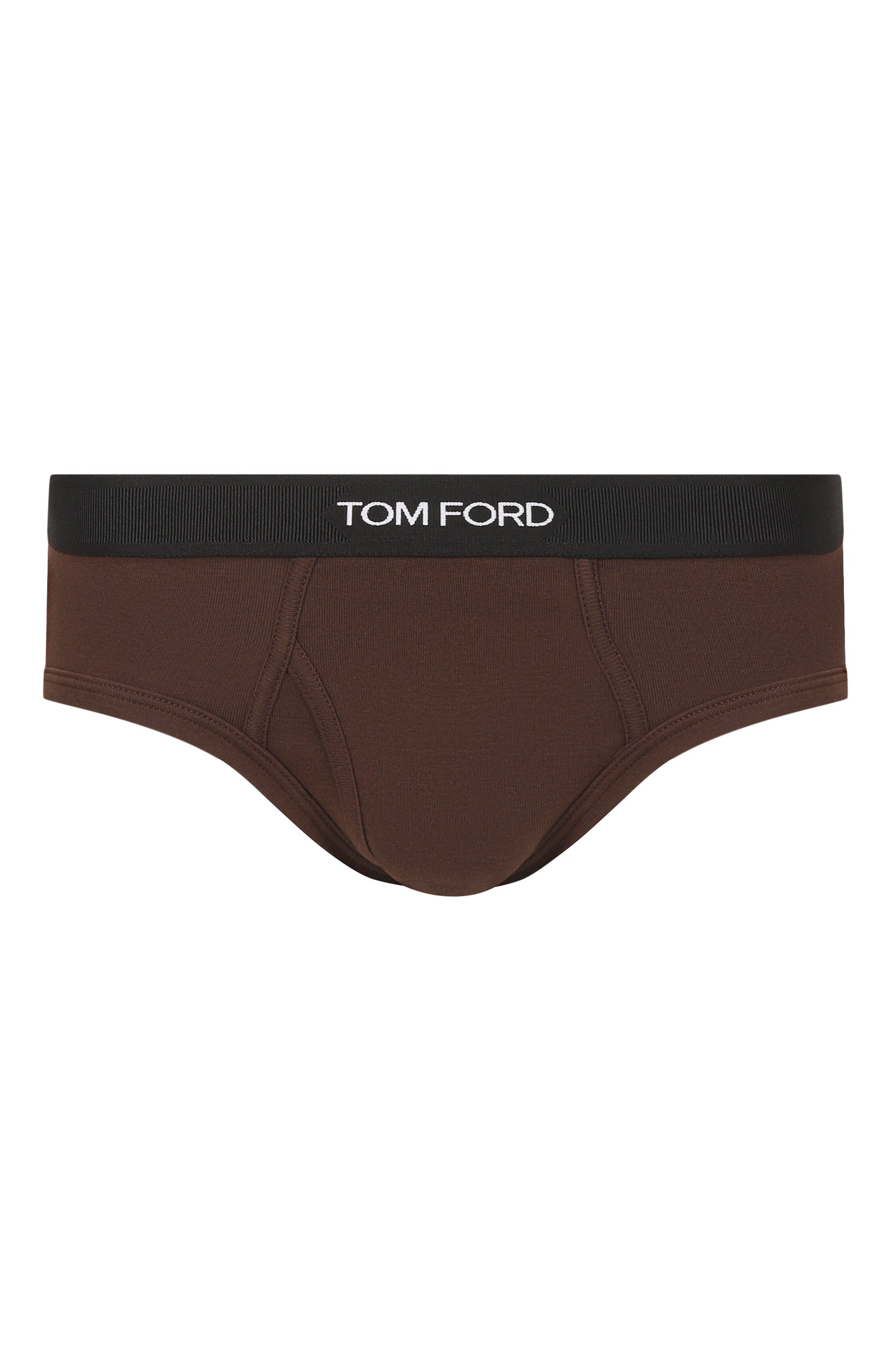 Хлопковые брифы TOM FORD темно-коричневого цвета по цене 9810 руб., арт. T4LC1104, фото 1 Хлопковые брифы TOM FORD, арт. T4LC1104, фото 1
