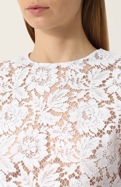 Однотонный кружевной топ с коротким рукавом VALENTINO, арт. PB3AE1Q7/1EC, фото 5