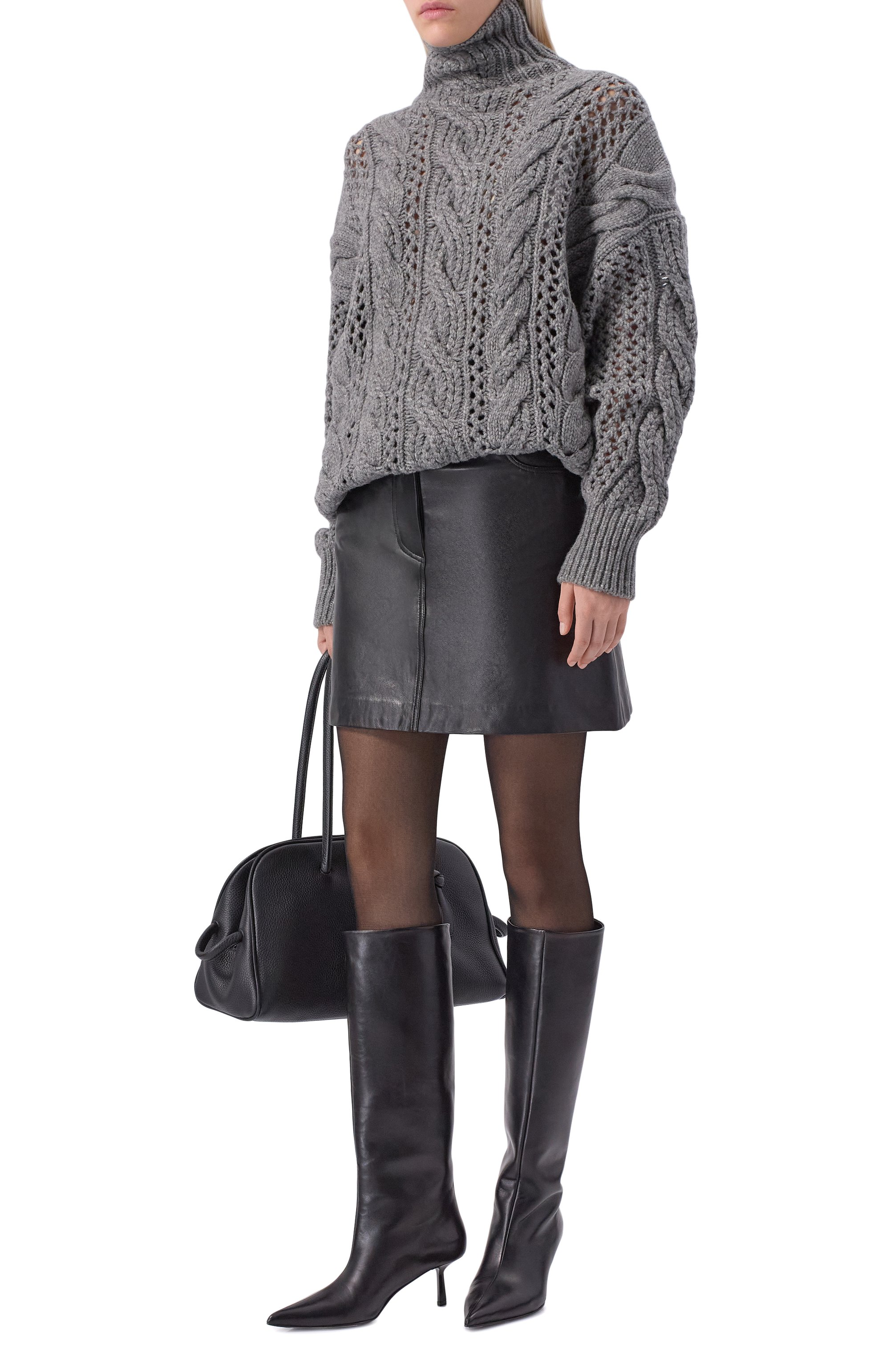 Кожаная юбка WEEKEND MAX MARA черного цвета по цене 56400 руб., арт. HULL, фото 2 Кожаная юбка WEEKEND MAX MARA, арт. HULL, фото 2