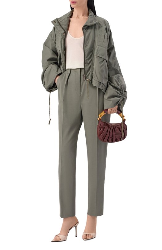 Хлопковая куртка Balmain GF0TI030/CG65 Хаки  GF0TI030/CG65 Фото 2