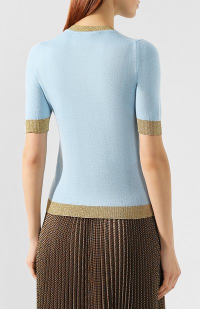 Топ из смеси кашемира и шелка GUCCI голубого цвета по цене 49500 руб., арт. 501403/X9M84, фото 4 Топ из смеси кашемира и шелка GUCCI, арт. 501403/X9M84, фото 4