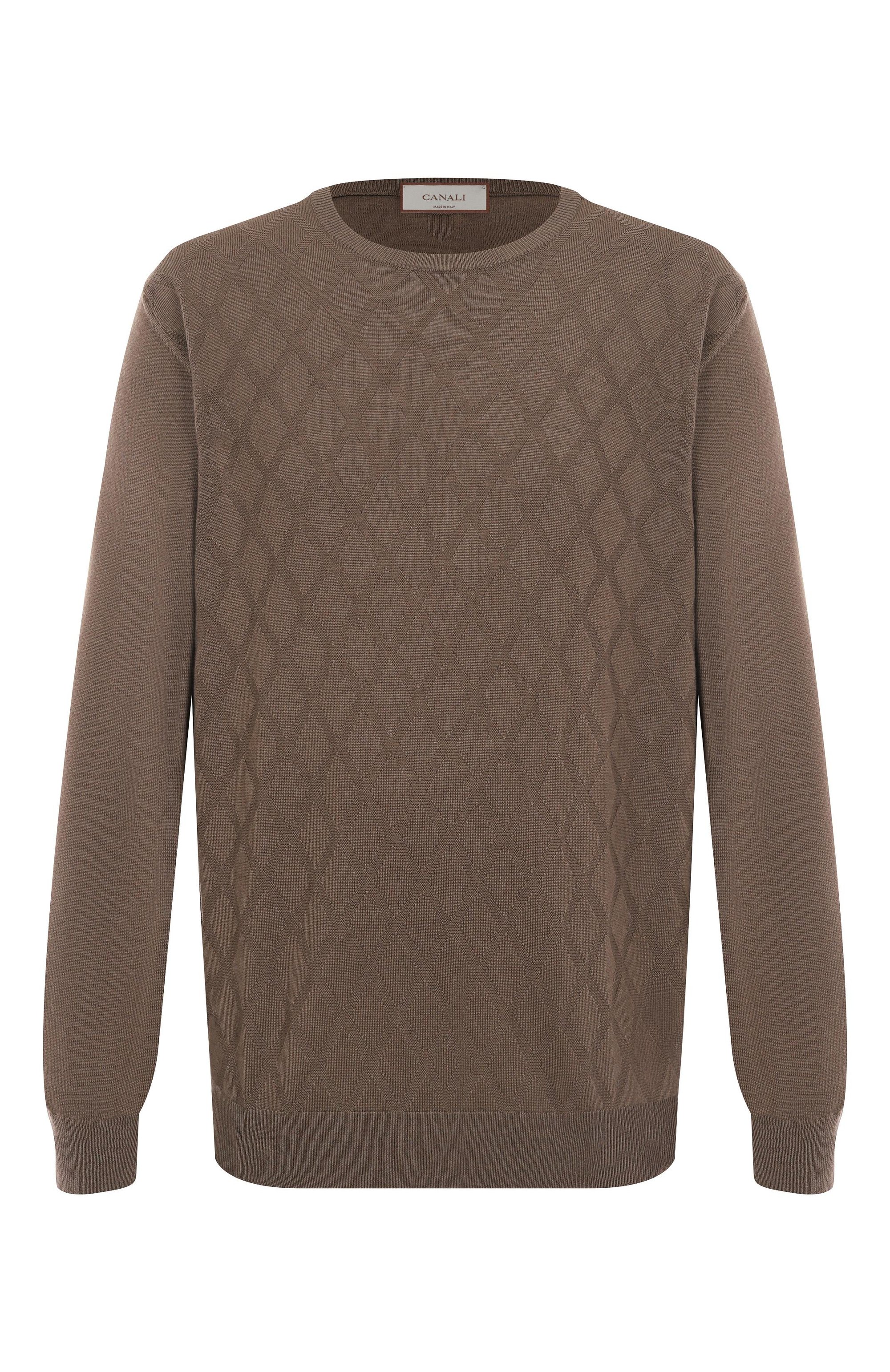 Шерстяной джемпер CANALI коричневого цвета по цене 89650 руб., арт. C0012B/MK02358, фото 1 Шерстяной джемпер CANALI, арт. C0012B/MK02358, фото 1