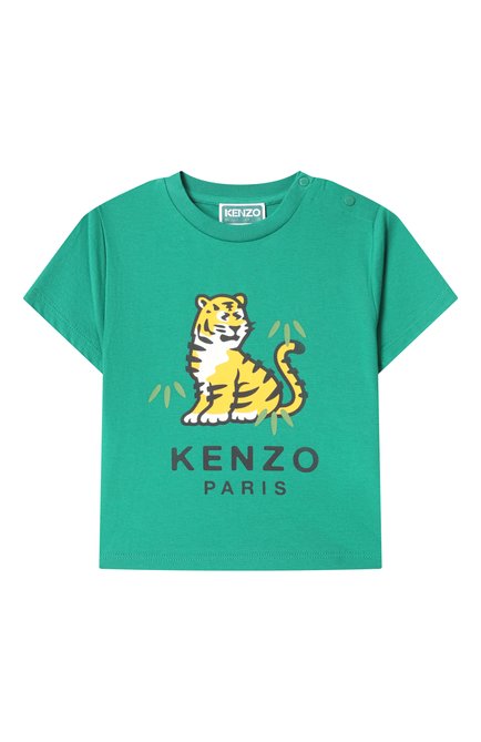 Детский комплект из футболки и шорт KENZO темно-зеленого цвета, арт. K60961 | Фото 2 (Материал сплава: Проставлено; Нос: Не проставлено; Материал внешний: Хлопок)