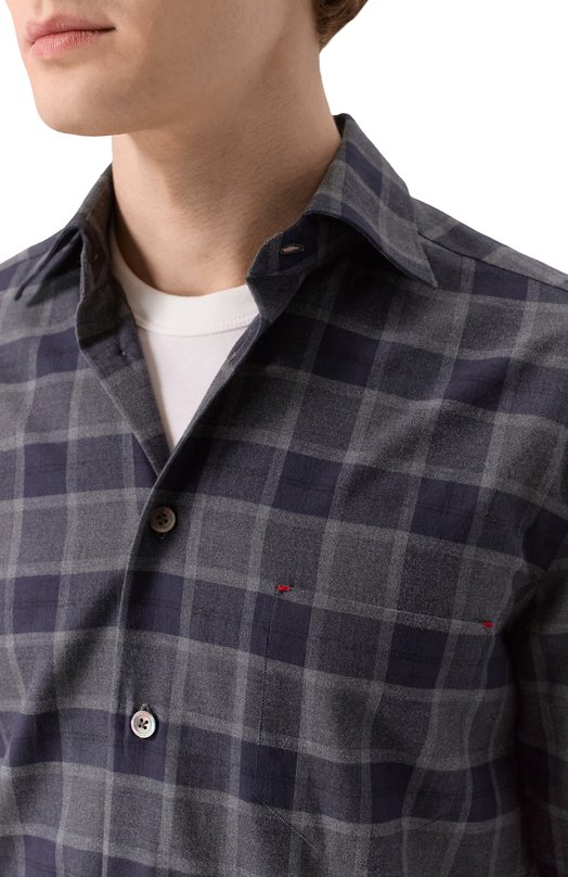 Хлопковая рубашка Kiton UMCNERH0943909 Синий  UMCNERH0943909 Фото 5