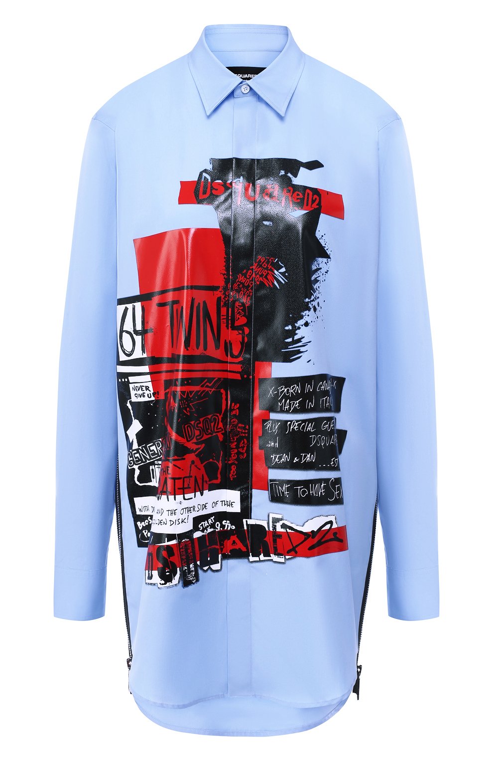 Хлопковая рубашка DSQUARED2 голубого цвета по цене 39200 руб., арт. S75DL0611/S36275, фото 1 Хлопковая рубашка DSQUARED2, арт. S75DL0611/S36275, фото 1