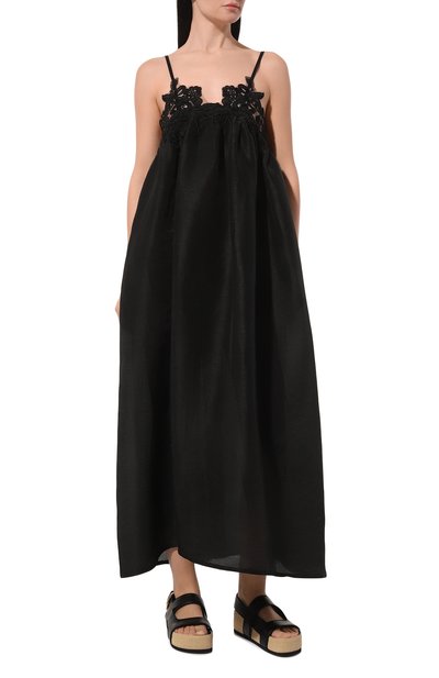 Платье изо льна и шелка MAURIZIO черного цвета по цене 55750 руб., арт. MZS4W06461077N, фото 3 Платье изо льна и шелка MAURIZIO, арт. MZS4W06461077N, фото 3