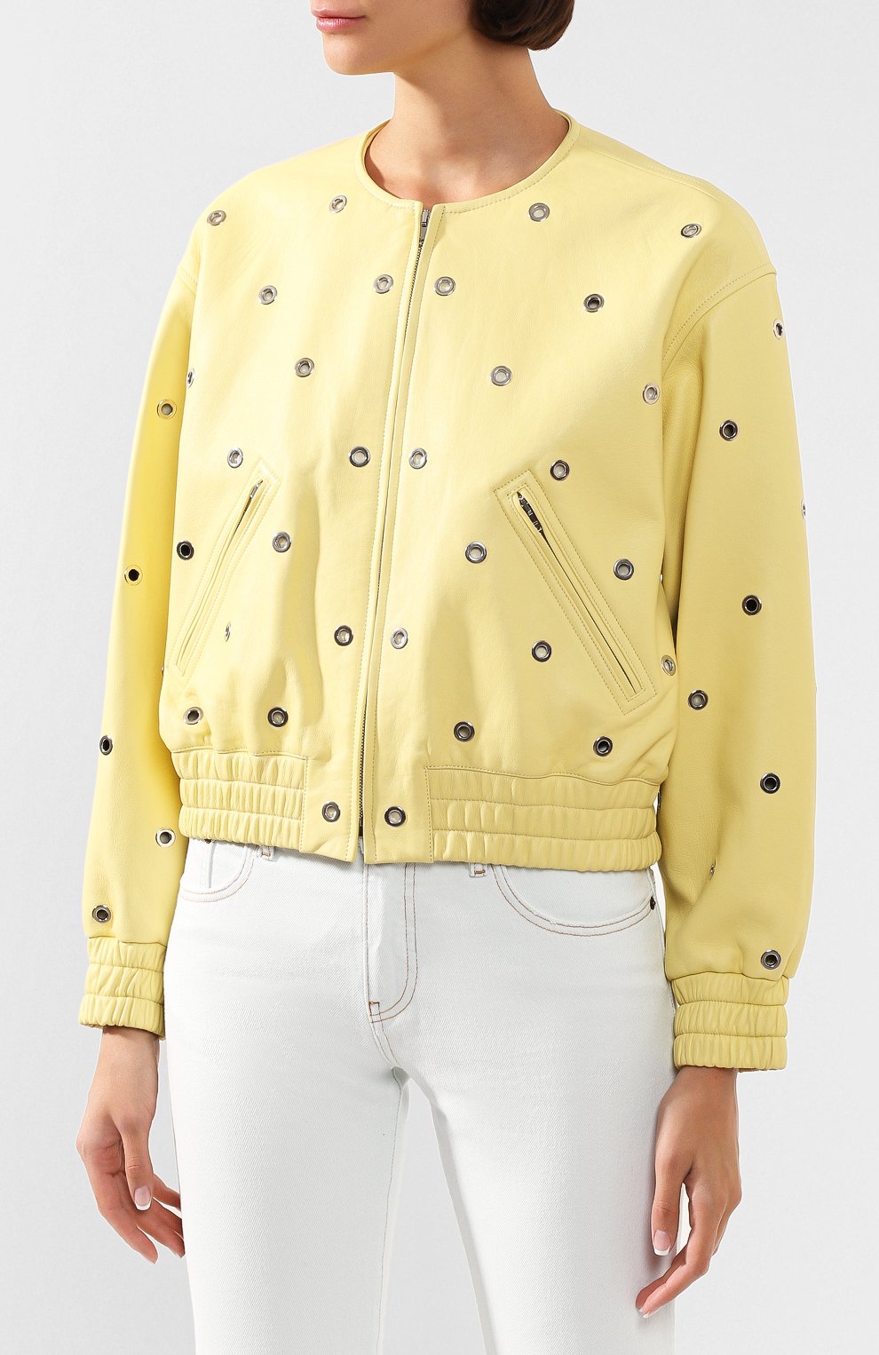 Кожаный бомбер ISABEL MARANT желтого цвета по цене 237500 руб., арт. VE1289-20P003I/QUENTY, фото 3 Кожаный бомбер ISABEL MARANT, арт. VE1289-20P003I/QUENTY, фото 3