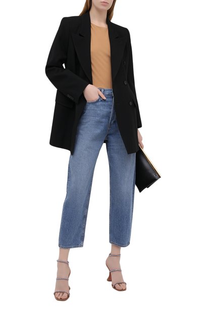 Текстильные босоножки gilda AMINA MUADDI, арт. GILDASANDALFAB/SATIN/NUDE + LIGHT SAPPHIRE CRYSTAL, фото 2