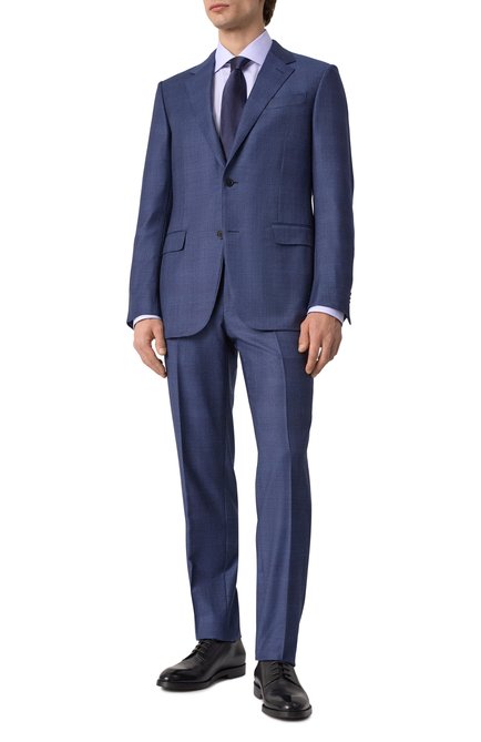 Мужской шерстяной костюм ZEGNA темно-синего цвета, арт. 221225/822529A8 | Фото 2 (Рукава: Длинные; Материал сплава: Проставлено; Драгоц�енные камни: Проставлено; Материал внешний: Шерсть)
