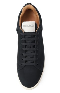 Мужские кеды из нубука EMPORIO ARMANI темно-синего цвета, арт. X4X264/XF570 | Фото 6 (Драгоценные камни: Проставлено; Материал сплава: Проставлено; Подошва: Массивная; Материал внутренний: Натуральная кожа; Материал утеплителя: Без утеплителя; Стили: Классический; Материал внешний: Натуральная кожа; Кросс-КТ: Низкие)