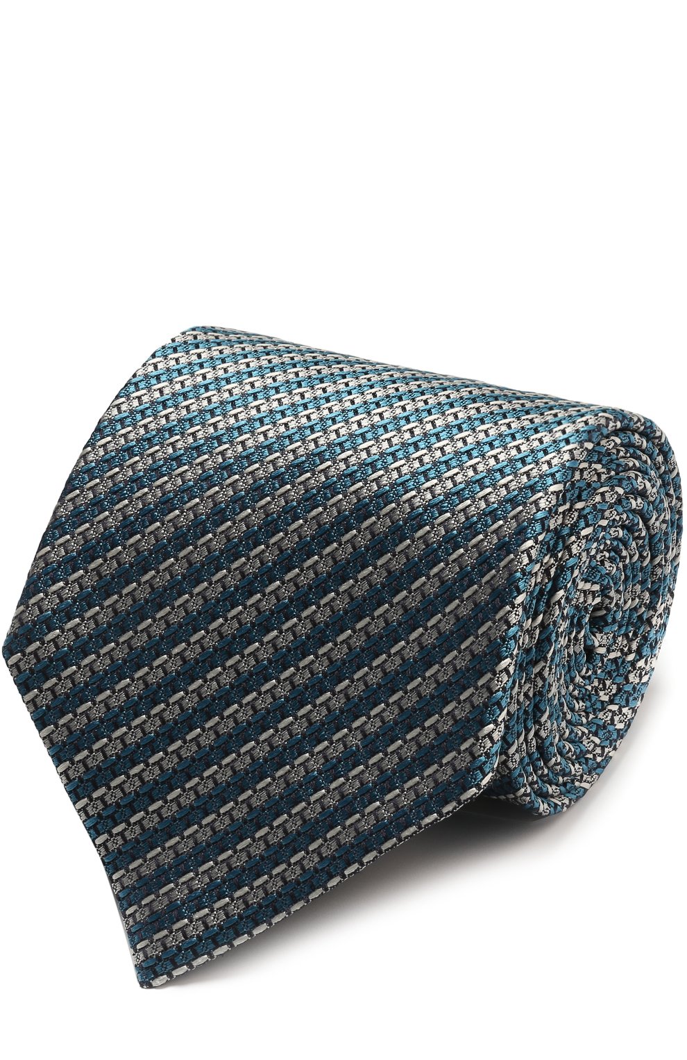 Шелковый галстук с узором ZEGNA бирюзового цвета по цене 19600 руб., арт. Z9E601XW, фото 1 Шелковый галстук с узором ZEGNA, арт. Z9E601XW, фото 1