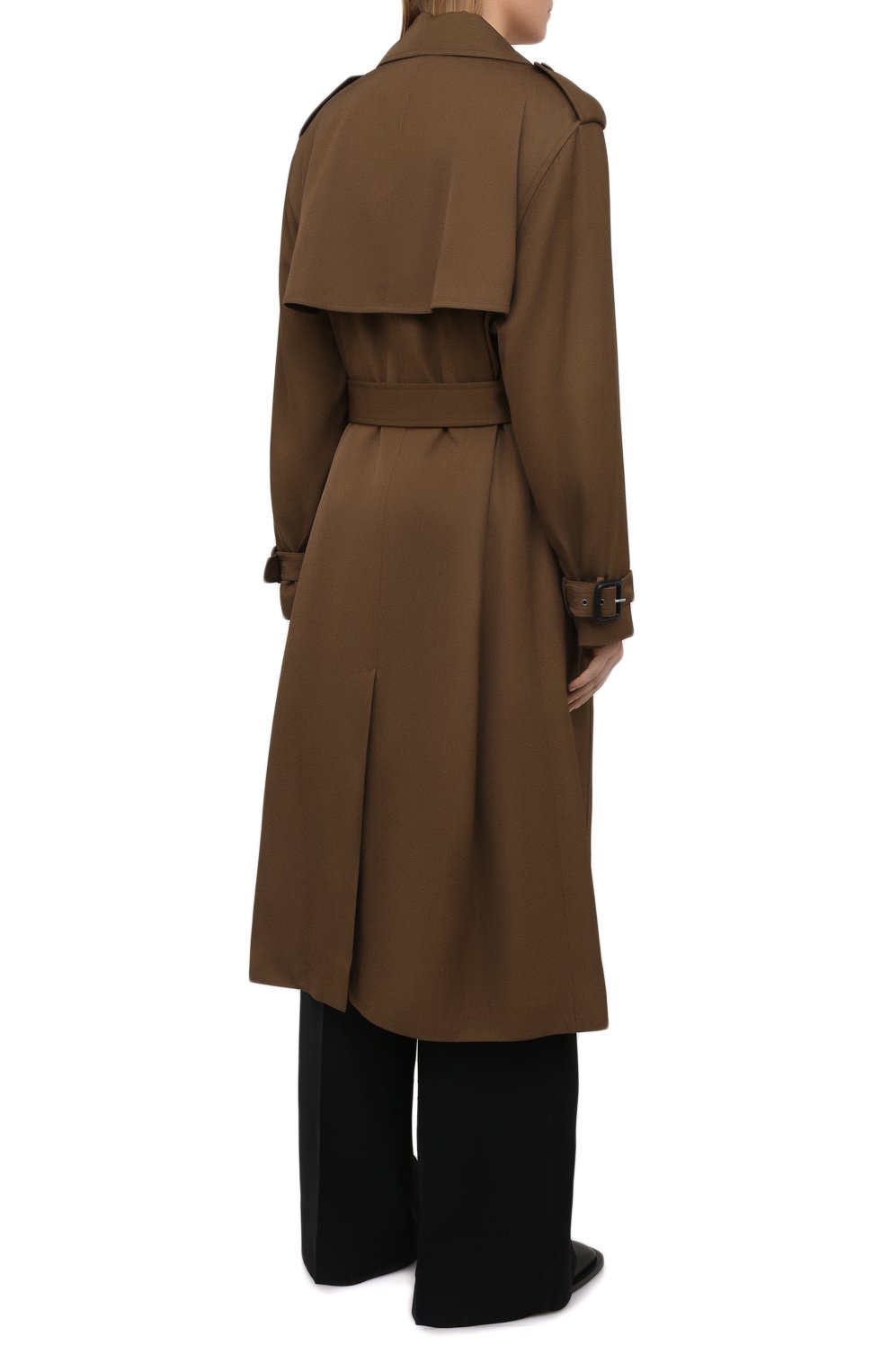 Тренч из вискозы SAINT LAURENT темно-коричневого цвета по цене 289500 руб., арт. 648571/Y3C14, фото 4 Тренч из вискозы SAINT LAURENT, арт. 648571/Y3C14, фото 4