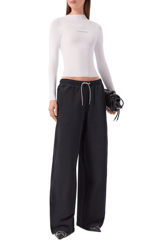 Хлопковые брюки Alexander Wang 1CC2264040 Чёрный  1CC2264040 Фото 2