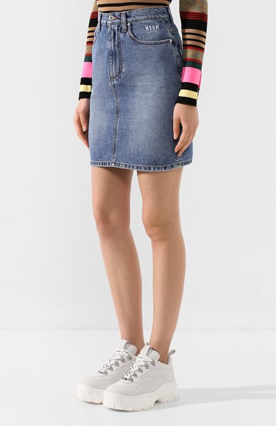 Джинсовая юбка MSGM синего цвета по цене 21550 руб., арт. 2742MDD143L 195993, фото 3 Джинсовая юбка MSGM, арт. 2742MDD143L 195993, фото 3