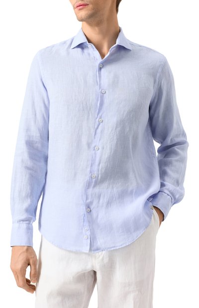 Льняная рубашка PAUL&SHARK светло-голубого цвета по цене 33350 руб., арт. 25413180CF, фото 3 Льняная рубашка PAUL&SHARK, арт. 25413180CF, фото 3