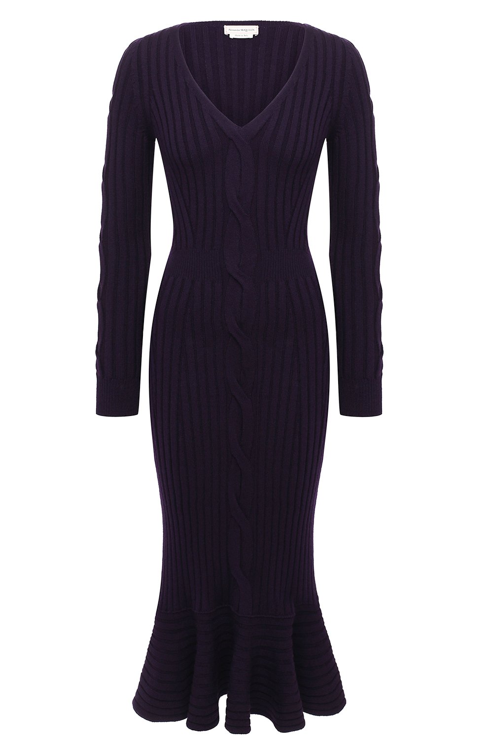 Шерстяное платье ALEXANDER MCQUEEN фиолетового цвета по цене 134500 руб., арт. 633684/Q1AQH, фото 1 Шерстяное платье ALEXANDER MCQUEEN, арт. 633684/Q1AQH, фото 1