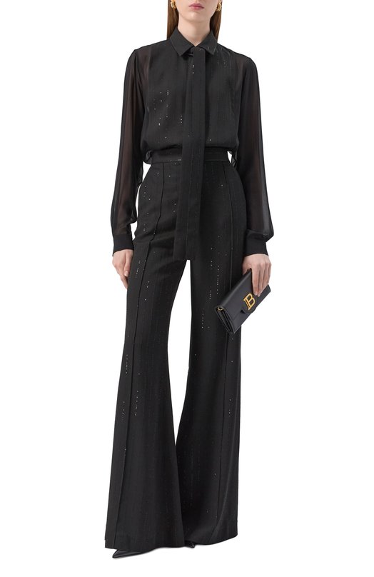 Блузка из вискозы и шерсти Elie Saab SH082NP25/CD019 Чёрный  SH082NP25/CD019 Фото 2