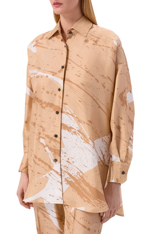 Шелковая рубашка Kiton D61438K0999G05 Бежевый  D61438K0999G05 Фото 3