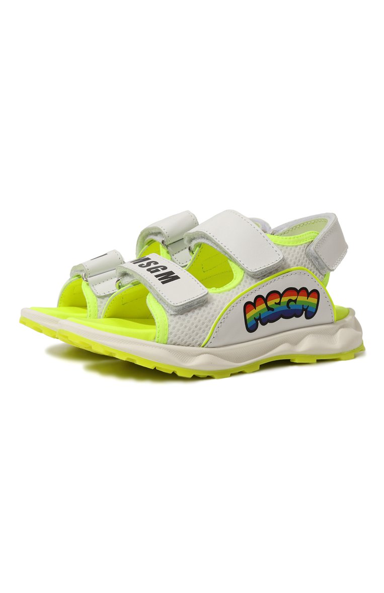 Детские сандалии MSGM KIDS белого цвета, арт. 76831/28-35 | Фото 1 (Материал внешний: Текстиль, Натуральная кожа; Нос: Не проставлено; Материал внутренний: Натуральная кожа; Автоматизация состава: Проставлено)