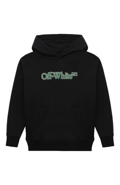 Детский хлопковое худи OFF-WHITE черного цвета, арт. 0BBB001S24FLE003/4-10 | Фото 1 (Рукава: Длинные; Мальчики Кросс-КТ: Худи-одежда; Материал сплава: Проставлено; Материал внешний: Хлопок; Драгоценные камни: Проставлено; Ростовка одежда: 4 года | 104 см, 8 лет | 128 см, 10 - 11 лет | 140 - 146см, 6 лет | 116 см)