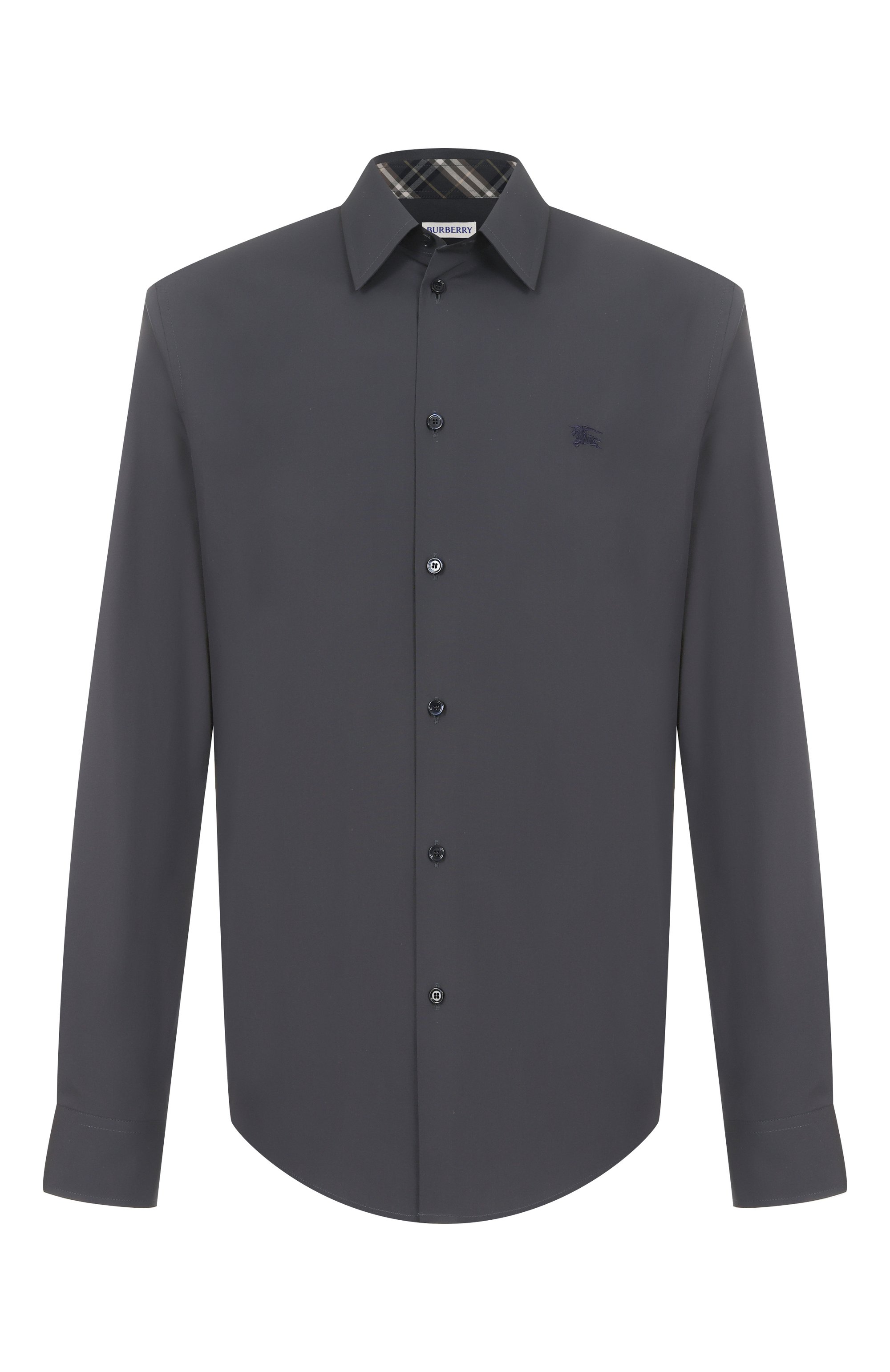 Хлопковая рубашка BURBERRY темно-синего цвета по цене 66550 руб., арт. 8105133, фото 1 Хлопковая рубашка BURBERRY, арт. 8105133, фото 1