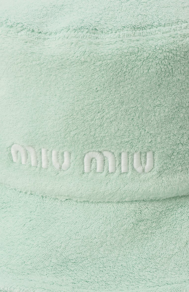 Женская хлопковая панама MIU MIU бирюзового цвета, арт. 5HC196-2DPO-F0934 | Фото 4 (Материал: Хлопок, Текстиль; Нос: Не проставлено; Материал сплава: Проставлено)