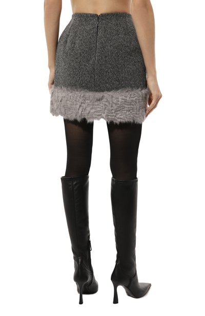 Юбка из хлопка и шерсти MSGM серого цвета по цене 29950 руб., арт. 3742MDD01X/247806, фото 4 Юбка из хлопка и шерсти MSGM, арт. 3742MDD01X/247806, фото 4