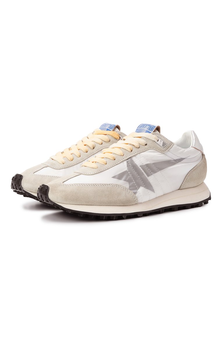 Мужские комбинированные кроссовки marathon GOLDEN GOOSE DELUXE BRAND белого цвета, арт. GMF00683.F005457 | Фото 1 (Подошва: Плоская; Материал внешний: Натуральная кожа, Текстиль; Материал внутренний: Натуральная кожа; Стили: Классический; Кросс-КТ: Низкие; Материал утеплителя: Без утеплителя; Автоматизация состава: Проставлено; Автоматизация ТО: Проставлено)