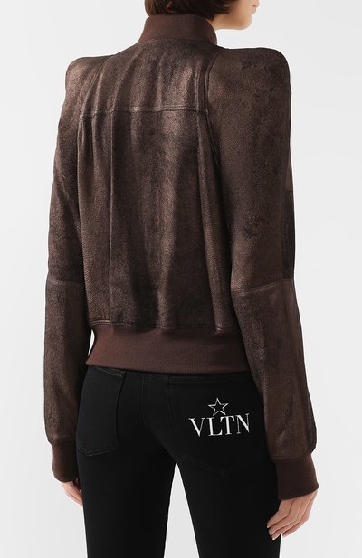 Кожаный бомбер RICK OWENS коричневого цвета по цене 184500 руб., арт. RP20S1728/LBRM, фото 4 Кожаный бомбер RICK OWENS, арт. RP20S1728/LBRM, фото 4