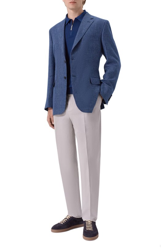 Пиджак изо льна и шерсти Brioni RG0D13/P8111 Синий  RG0D13/P8111 Фото 2