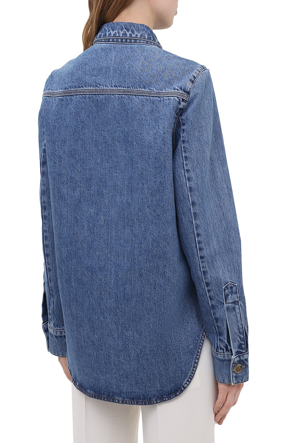 Джинсовая рубашка NANUSHKA синего цвета по цене 42750 руб., арт. SEINT_MEDIUM BLUE_RIGID DENIM, фото 4 Джинсовая рубашка NANUSHKA, арт. SEINT_MEDIUM BLUE_RIGID DENIM, фото 4