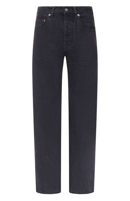 Женские джинсы SAINT LAURENT черного цвета, арт. 807146/Y07YB | Фото 1 (Длина (брюки, джинсы): Удлиненные; Материал сплава: Проставлено; Материал внешний: Хлопок; Драгоценные камни: Проставлено)