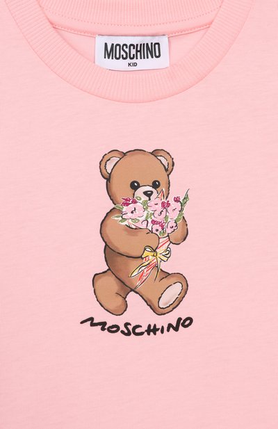 Хлопковая футболка MOSCHINO светло-розового цвета по цене 9580 руб., арт. HGM06K/LAA02_001, фото 3 Хлопковая футболка MOSCHINO, арт. HGM06K/LAA02_001, фото 3