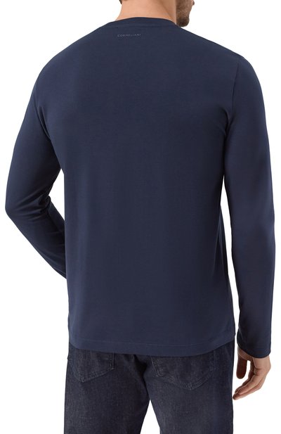 Хлопковый лонгслив CORNELIANI темно-синего цвета по цене 17200 руб., арт. 26G570-2625022, фото 4 Хлопковый лонгслив CORNELIANI, арт. 26G570-2625022, фото 4