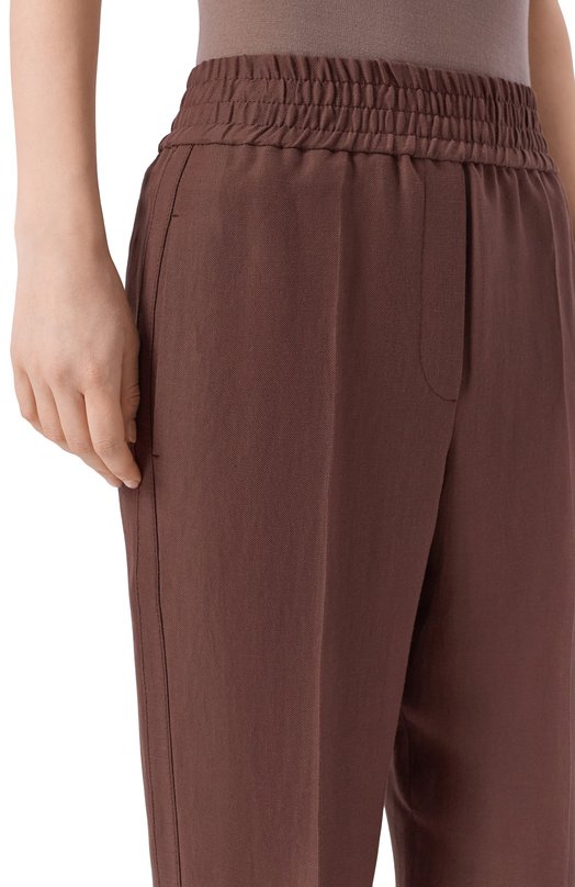 Брюки из вискозы и льна Brunello Cucinelli MH126P7197 Коричневый  MH126P7197 Фото 5