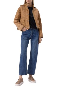 Женская куртка BURBERRY бежевого цвета, арт. 8070969 | Фото 2 (Длина (верхняя одежда): Короткие; Материал подклада: Синтетический материал; Рукава: Длинные; Материал сплава: Проставлено; Драгоценные камни: Проставлено; Кросс-КТ: Куртка, Легкие; Стили: Кэжуэл; Материал внешний: Синтетический материал)