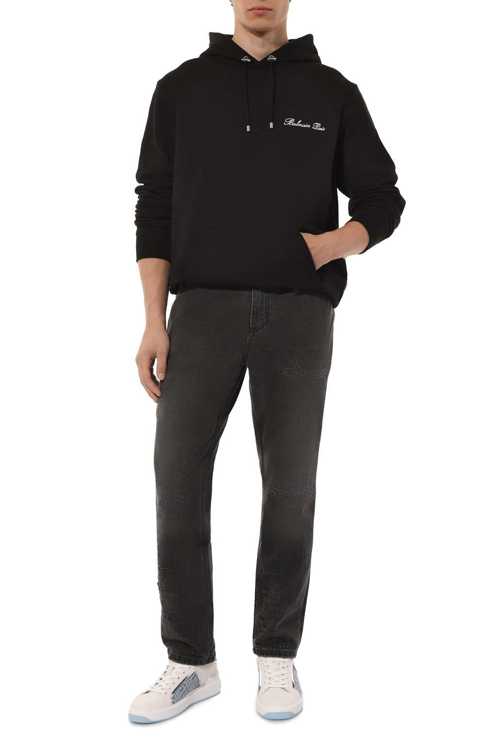 Джинсы BALMAIN темно-серого цвета по цене 87650 руб., арт. DH1MI043/DE68, фото 2 Джинсы BALMAIN, арт. DH1MI043/DE68, фото 2