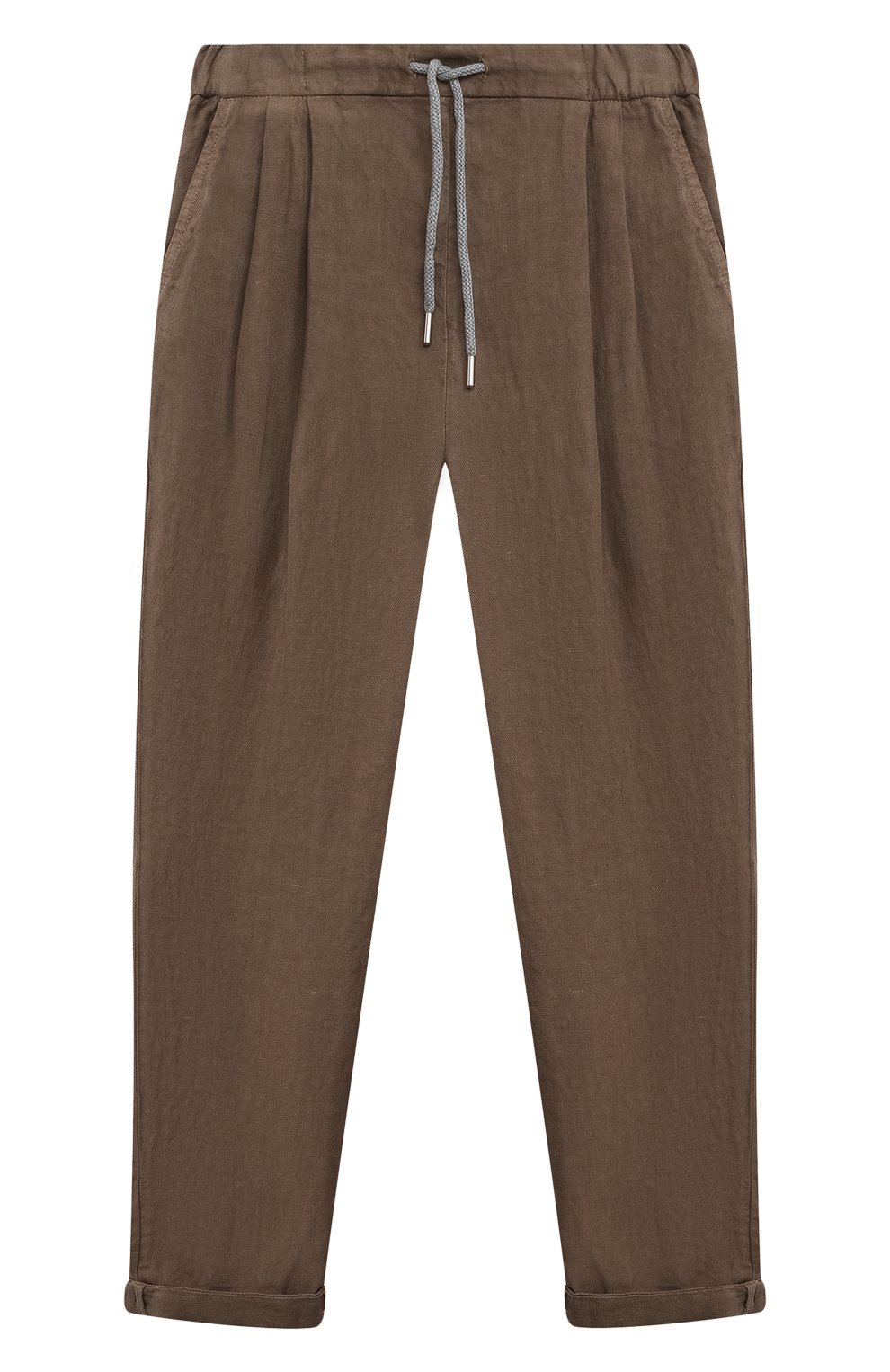 Льняные брюки BRUNELLO CUCINELLI коричневого цвета по цене 45150 руб., арт. B243DP113A, фото 1 Льняные брюки BRUNELLO CUCINELLI, арт. B243DP113A, фото 1