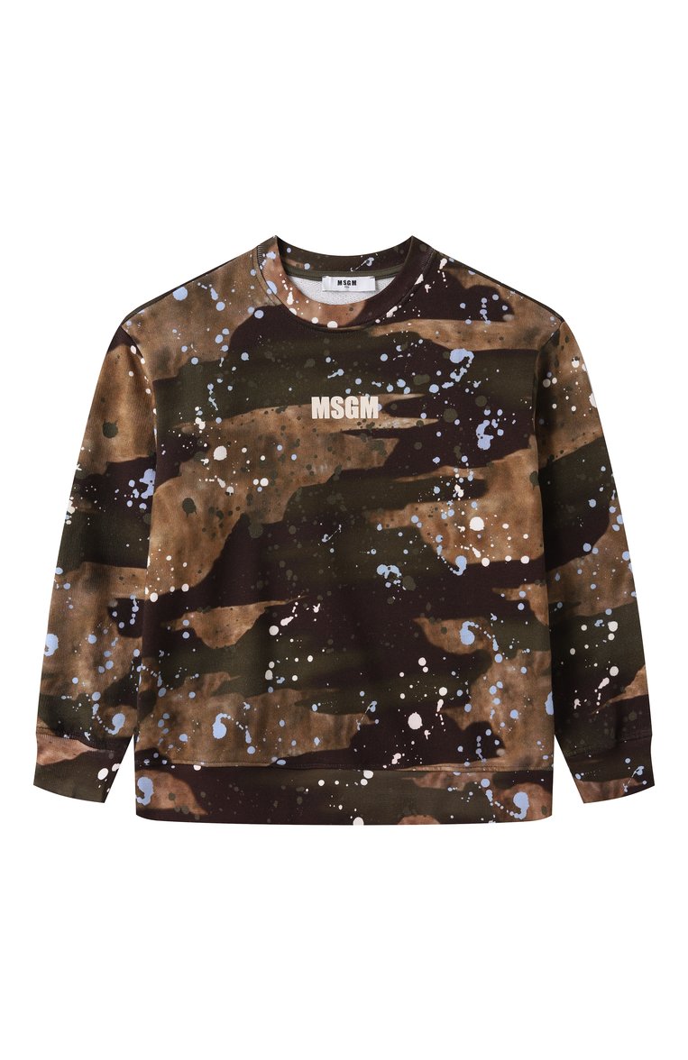 Детский хлопковый свитшот MSGM KIDS хаки цвета, арт. S5MSJBSW029 | Фото 1 (Рукава: Длинные; Мальчики Кросс-КТ: Свитшот-одежда; Материал внешний: Хлопок; Автоматизация состава: Проставлено; Автоматизация ТО: Проставлено; Ростовка одежда: 6 лет | 116 см, 10 - 11 лет | 140 - 146см, 12 лет | 152 см, 16 лет | 164 см, 8 лет | 128 см)