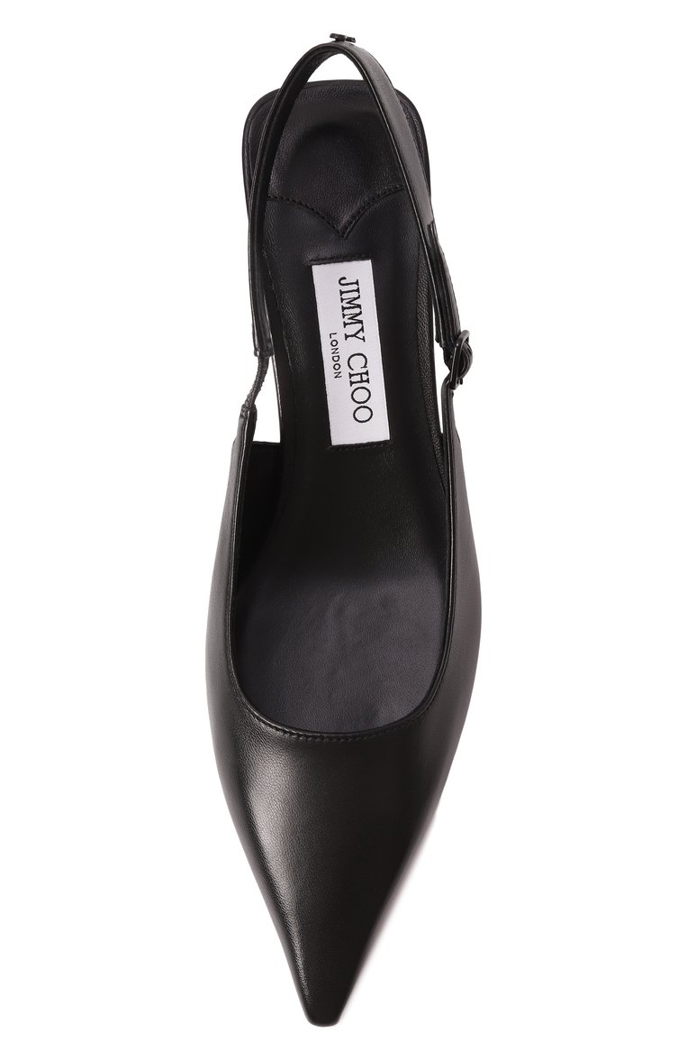 Женские кожаные туфли amel 50 JIMMY CHOO черного цвета, арт. AMEL 50 | Фото 6 (Материал внешний: Натуральная кожа; Подошва: Плоская; Драгоценные камни: Проставлено; Каблук высота: Средний; Материал сплава: Проставлено; Материал внутренний: Натуральная кожа; Женское Кросс-КТ: Слингбэки; Каблук тип: Фигурный)