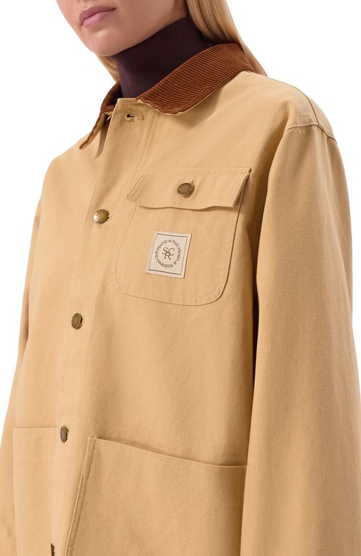 Хлопковая куртка Sporty and Rich JA06565305BE09 Бежевый  JA06565305BE09 Фото 5