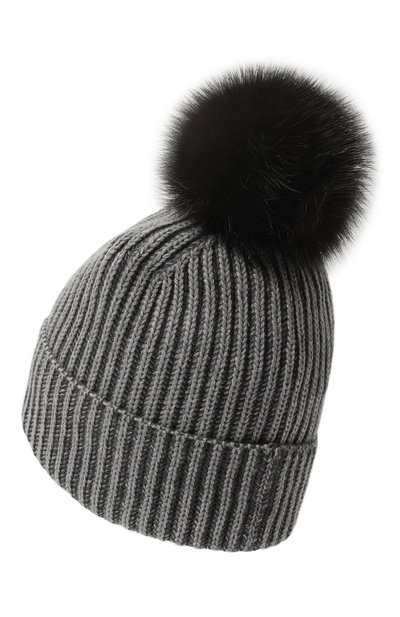 Шерстяная шапка с отделкой из соболя BLACK SABLE серого цвета по цене 57000 руб., арт. BS-47CC11, фото 3 Шерстяная шапка с отделкой из соболя BLACK SABLE, арт. BS-47CC11, фото 3