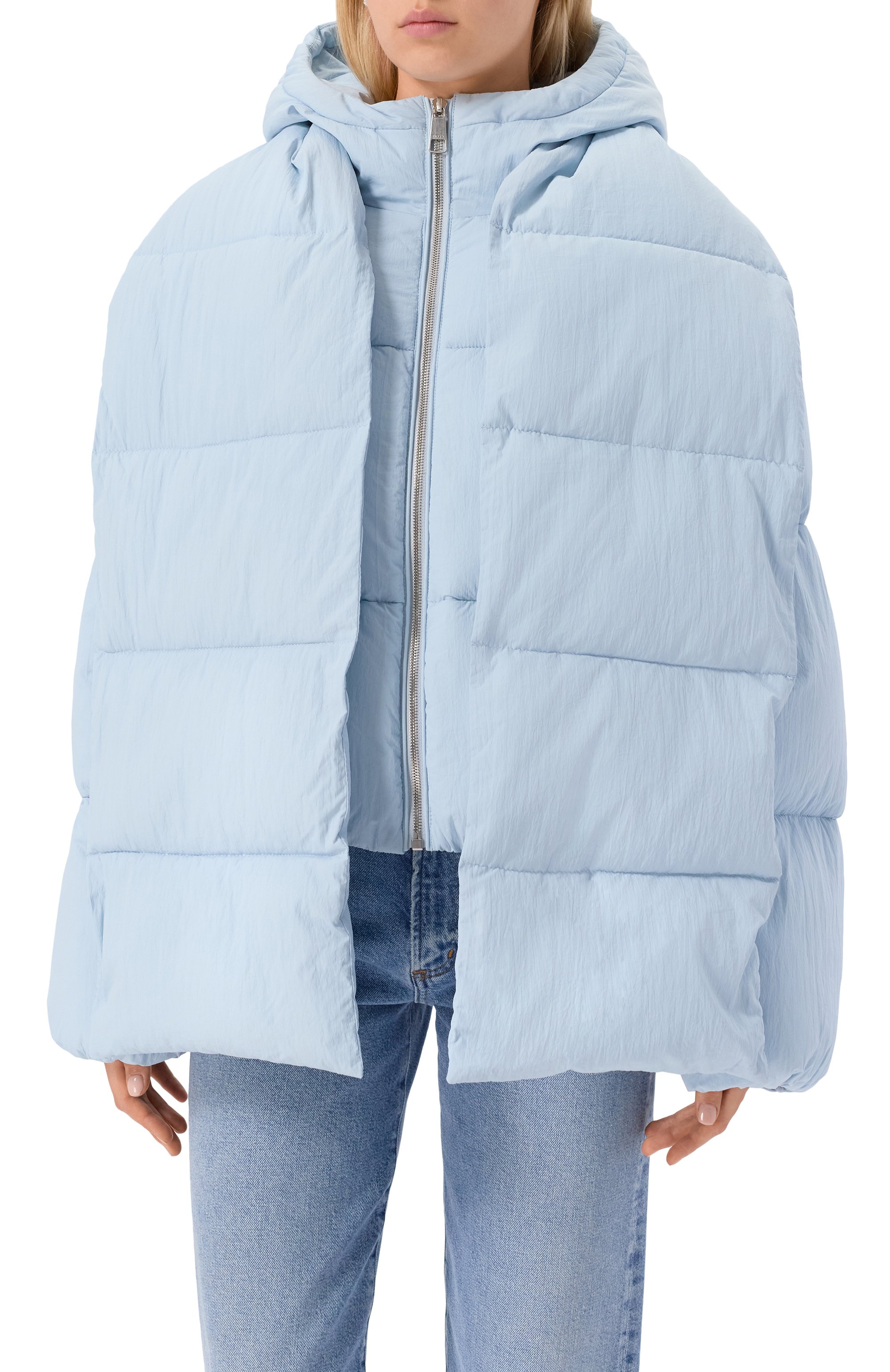 Пуховик BOSS ORANGE голубого цвета по цене 38350 руб., арт. 50548028, фото 3 Пуховик BOSS ORANGE, арт. 50548028, фото 3