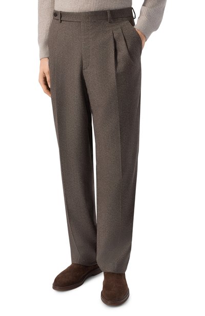 Шерстяные брюки BRIONI коричневого цвета по цене 106500 руб., арт. RPAI0L/0EA37_001, фото 3 Шерстяные брюки BRIONI, арт. RPAI0L/0EA37_001, фото 3